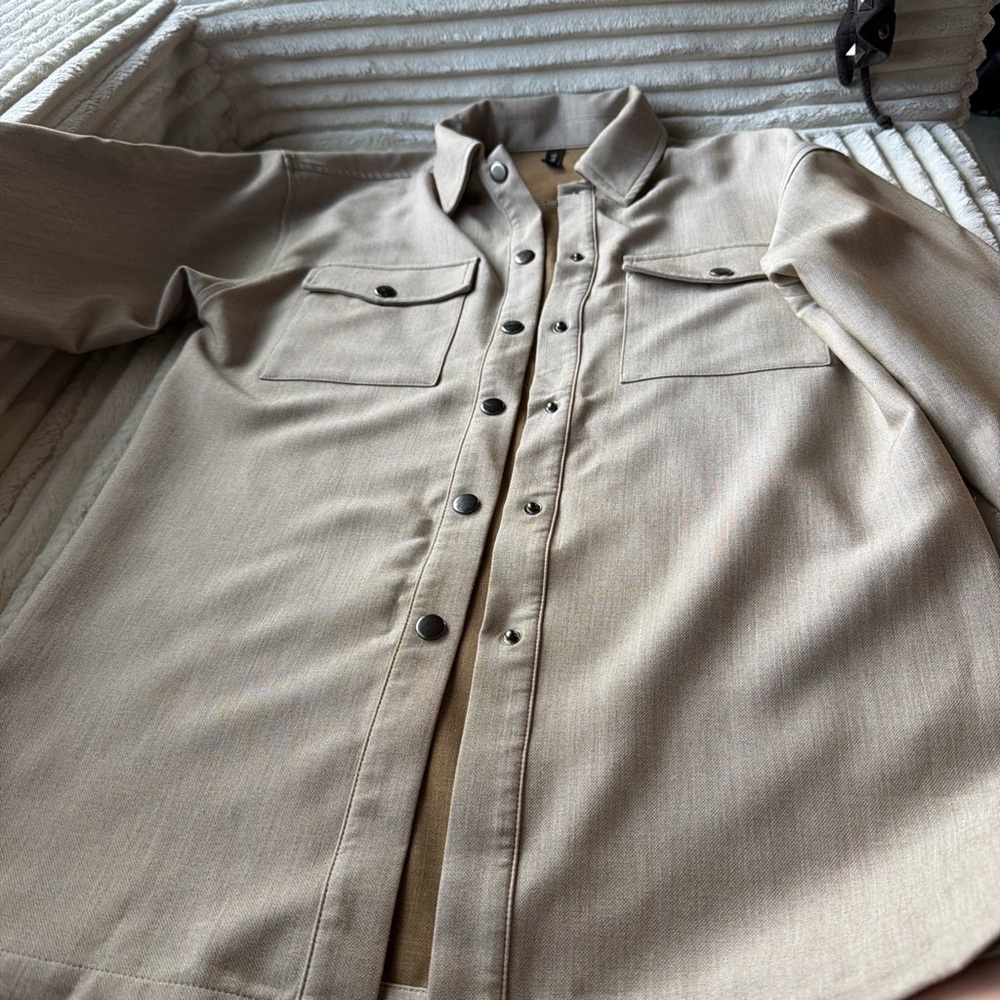Tan Button-Up Shirt Jacket